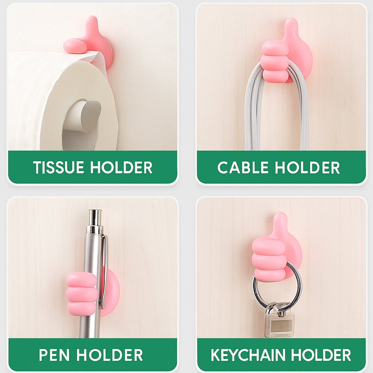 Pink Multifunctional Multi functional Hand Shape Wall Clip Hanger Keys Cable Holder Your Brand