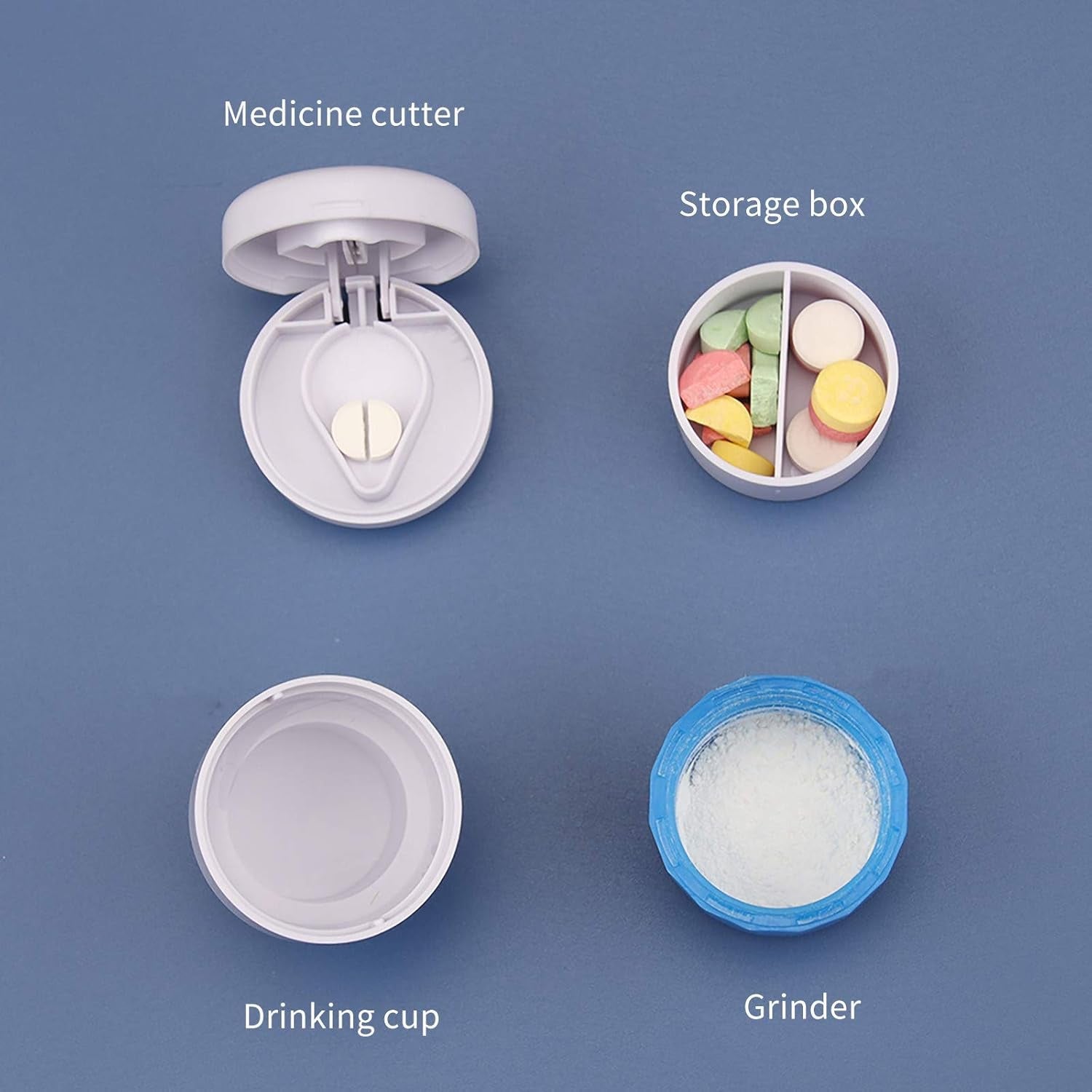 4-in-1 Medicine Cutter, Crusher, Storage Box for Pills Organivo