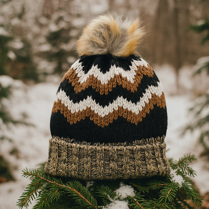 Winter Woolen Knitted Black Inside Fur Beanie Cap (1 Pc / Mix Design & Color) Your Brand