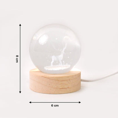 Crystal Ball Night Light Glass Ball Night Lamp with Wood Base Your Brand