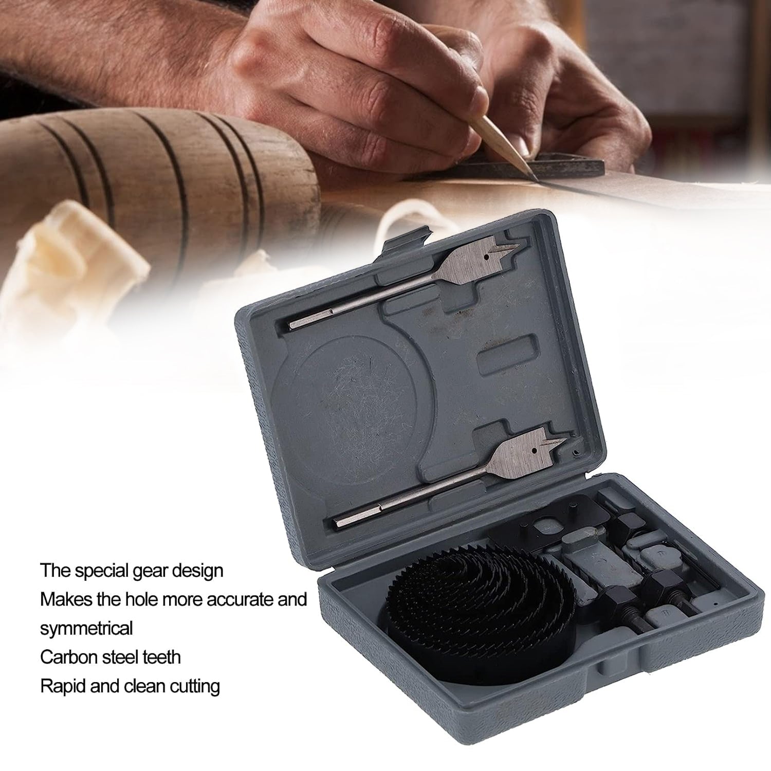 Drill Hole Cutter, Carbon Steel High Accuracy Incisive Hole Saw for Cutting PCV for Cutting Plastic for Cutting Wood Hole Saw Kit (18 Pcs Set) Your Brand