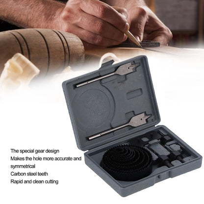 Drill Hole Cutter, Carbon Steel High Accuracy Incisive Hole Saw for Cutting PCV for Cutting Plastic for Cutting Wood Hole Saw Kit (18 Pcs Set) Your Brand