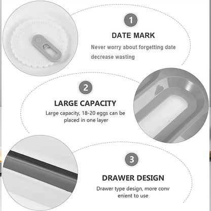 Egg Storage Box Plastic Egg Drawer Fridge Egg Organizer Egg Keeper Refrigerator Egg Drawer Plastic Egg Carton Covered Egg Holder Pantry Egg Bin Household Egg Tray (1 Pc) Your Brand