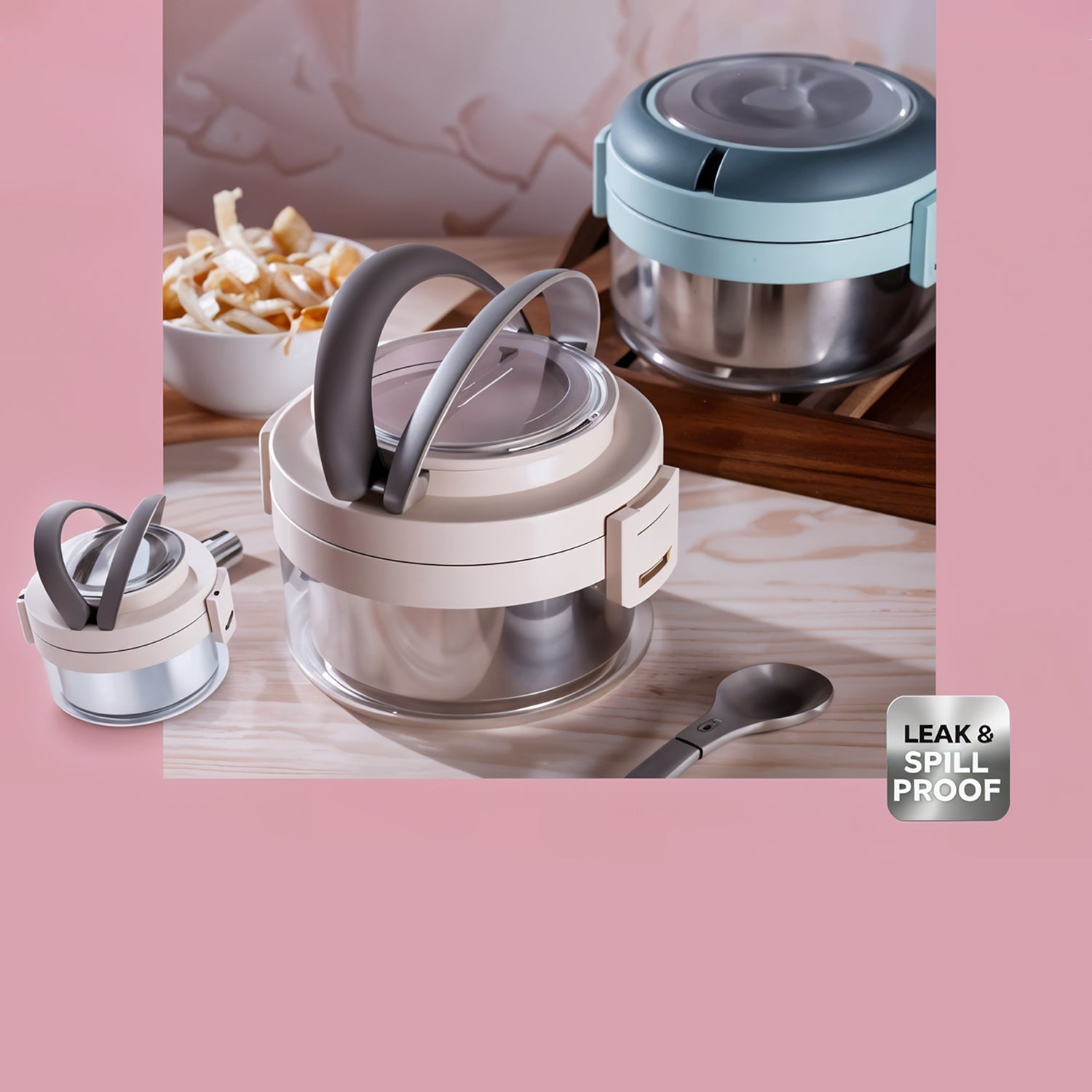 Ganesh Tiara 400ml Stainless Steel Insulated Lunch Box with Leakproof Lid & Folding Spoon Your Brand