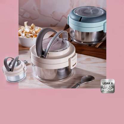 Ganesh Tiara 400ml Stainless Steel Insulated Lunch Box with Leakproof Lid & Folding Spoon Your Brand