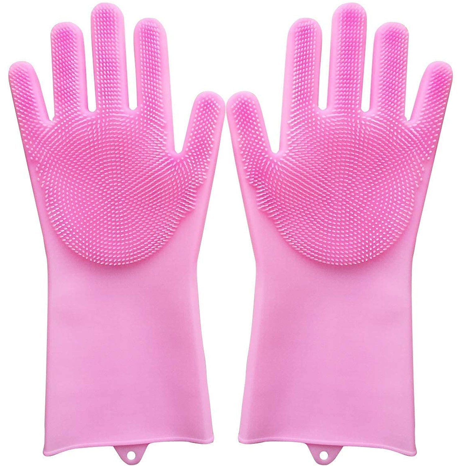Dishwashing Gloves with Scrubber| Silicone Cleaning Reusable Scrub Gloves for Wash Dish Kitchen| Bathroom| Pet Grooming Wet and Dry Glove (1 Pair, 250 Gm) Your Brand
