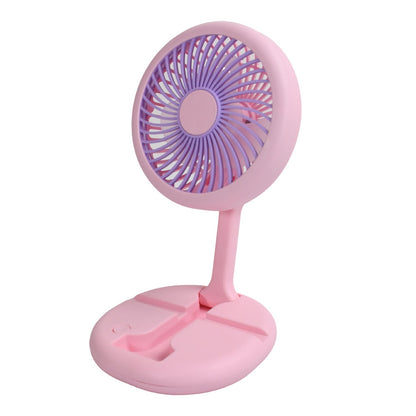 USB Rechargeable Portable Fan With LED Light Heavy Duty & Foldable Fan With Charging Port Home, Outdoor, Temple Your Brand