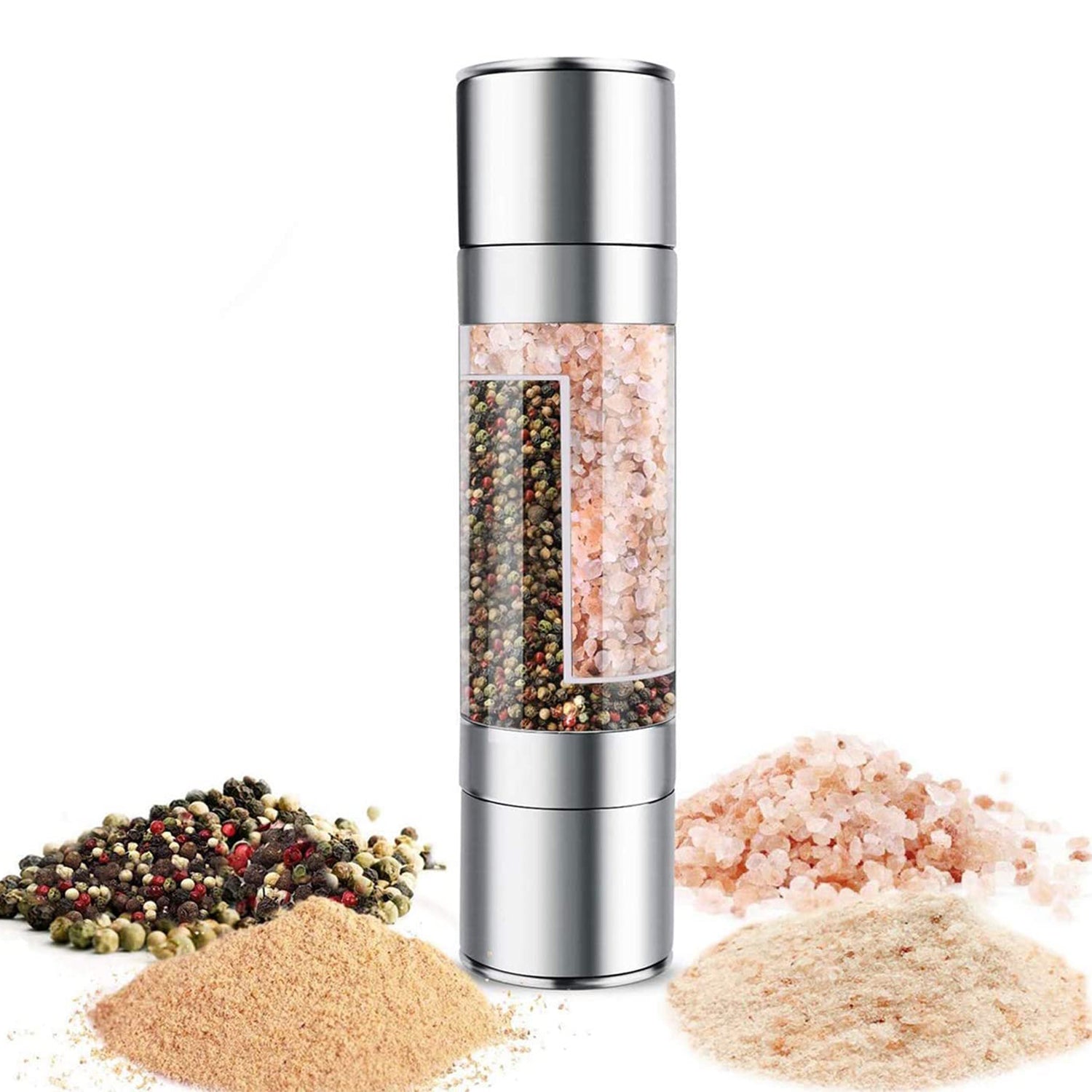 2-in-1 Stainless Steel Salt and Pepper Grinder Your Brand