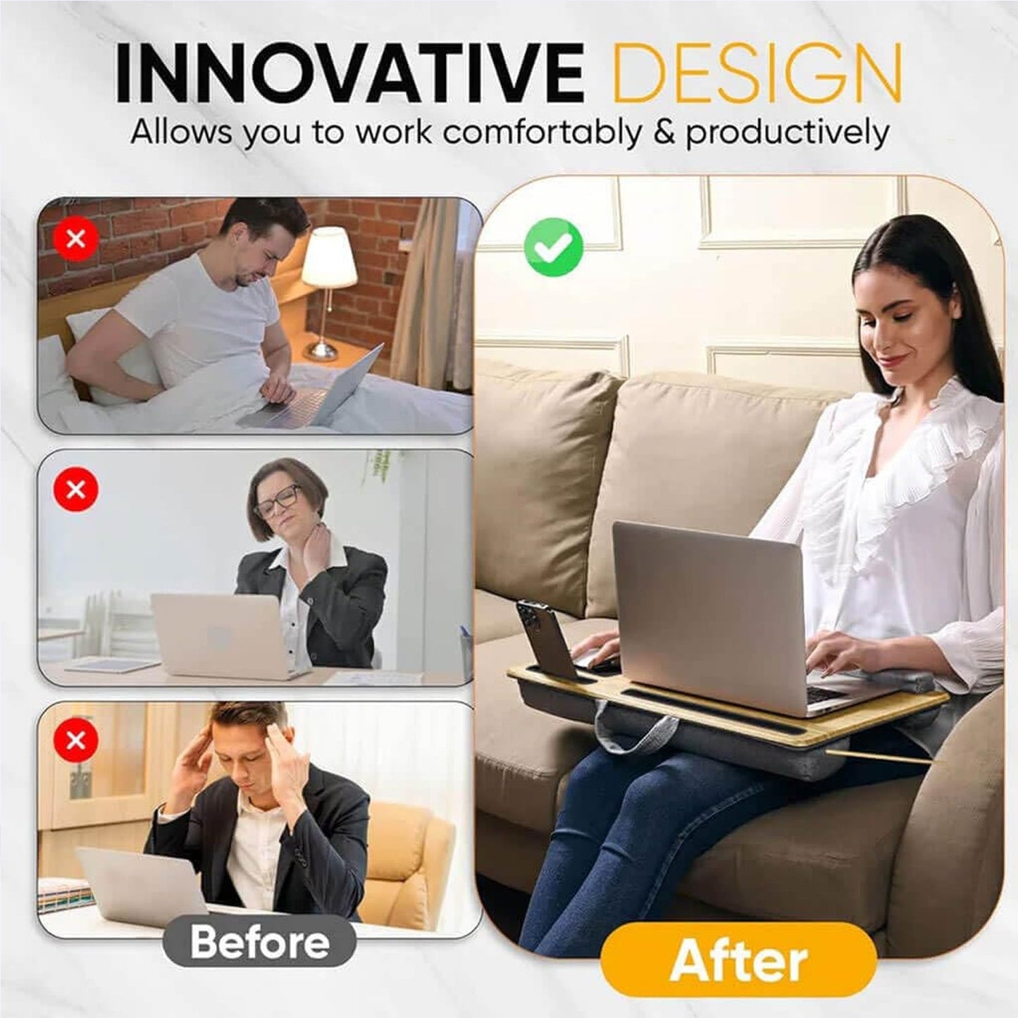 Portable Laptop Table with Mouse Pad (55×35 Cm / 1 Pc) Your Brand