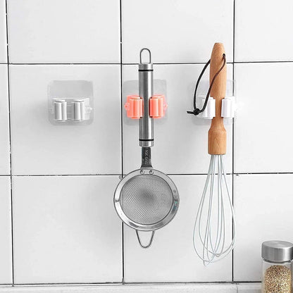 Broom Holder Wall Mounted, Mop and Broom Holder Broom Organizer Grip Clips, No Drilling, Wall Mounted Storage Rack Storage & Organization for Kitchen, Bathroom, Garden (1 Pc) Your Brand