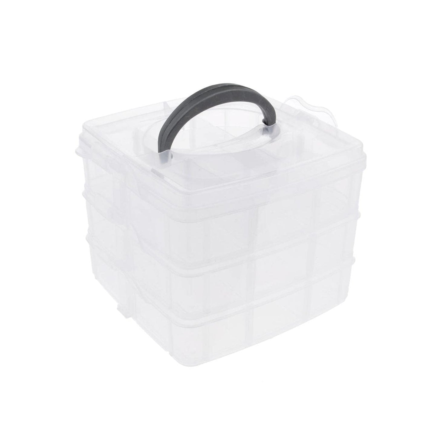 3-Tier 18 Sections Transparent Stackable Adjustable Compartment Slot Plastic Craft Storage Box Your Brand