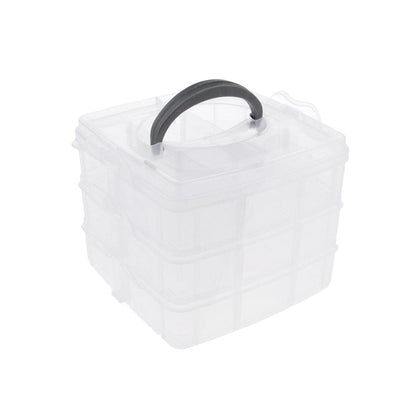 3-Tier 18 Sections Transparent Stackable Adjustable Compartment Slot Plastic Craft Storage Box Your Brand