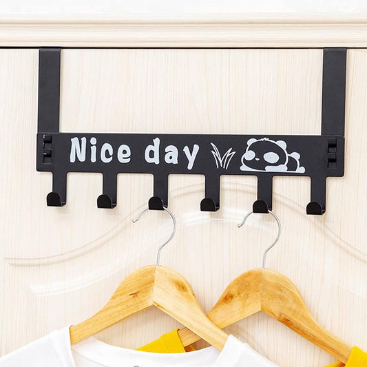 Heavy-Duty Carbon Steel Over Door Hook Rack for Towels & Coats (1 Pc, 6 Hooks) Your Brand
