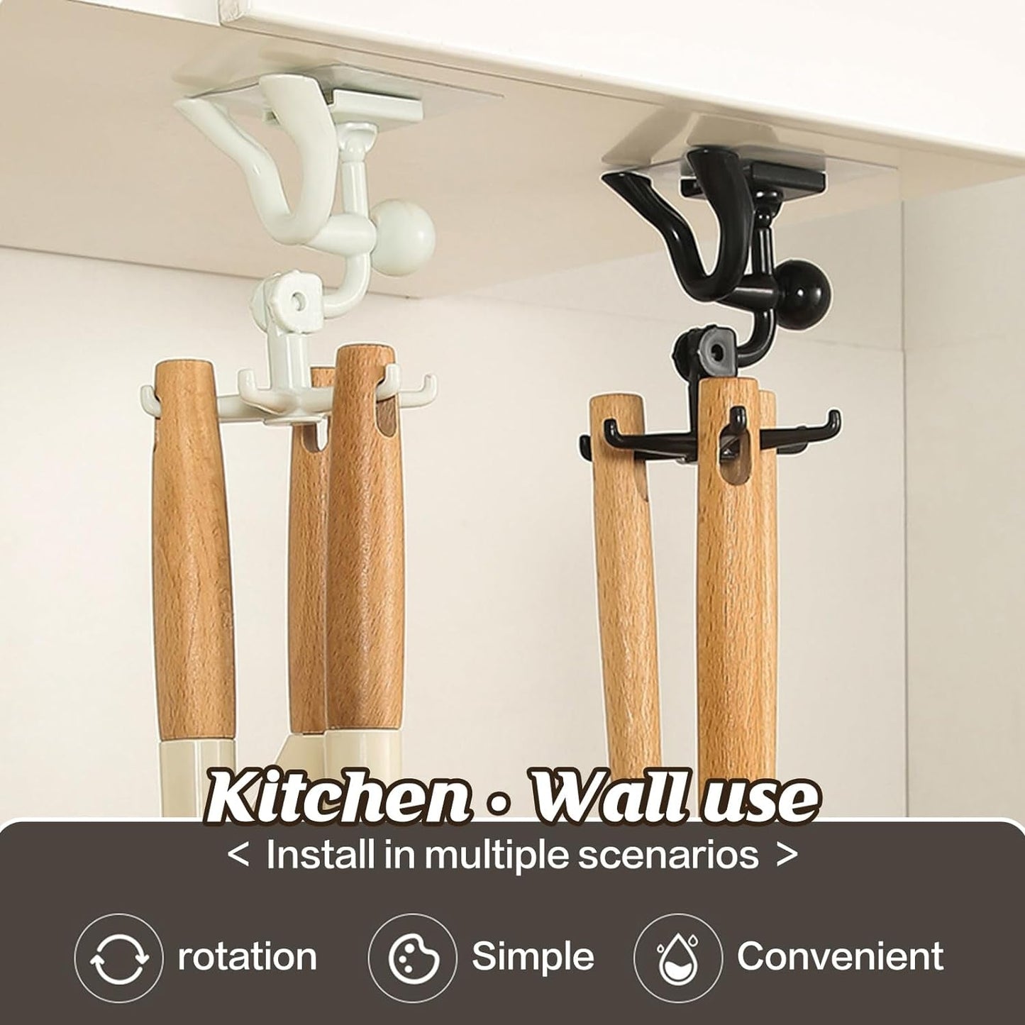 360° Rotating 6-Claw Hook – Kitchen & Bathroom Organizer (1 Pc | White) Your Brand