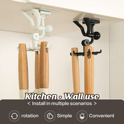 360° Rotating 6-Claw Hook – Kitchen & Bathroom Organizer (1 Pc | White) Your Brand