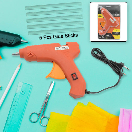 Professional 60 Watt Hot Melt Glue Gun with 5 Glue Sticks & On/Off Switch Your Brand