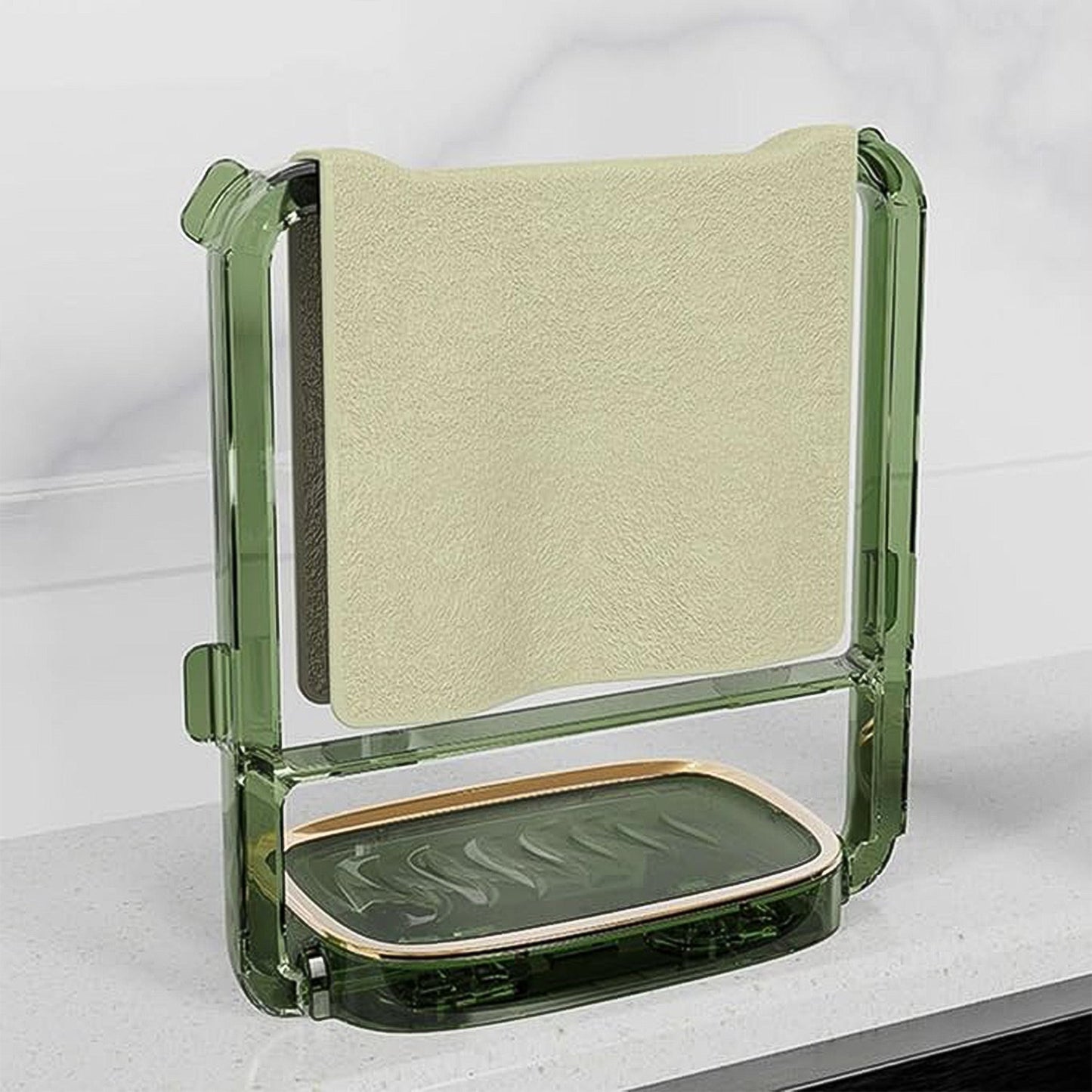 2-in-1 Self-Adhesive Towel Hanger & Soap Holder Stand (1 Pc) Your Brand