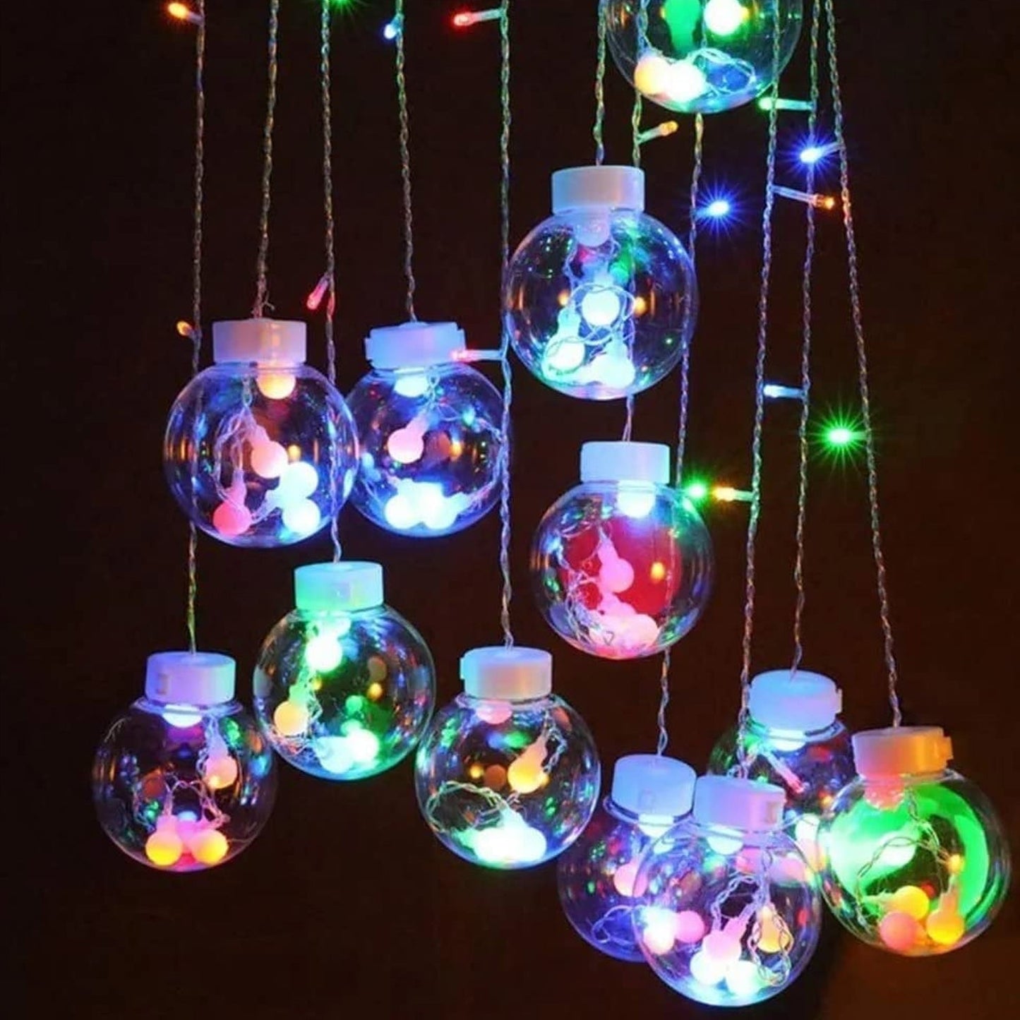 12  Wish Balls Window Curtain String Lights with 8 Flashing Modes Decoration for Home Decoration, Diwali & Wedding LED Christmas Light Indoor and Outdoor Light ,Festival Decoration (Plastic, Multi Color) Your Brand
