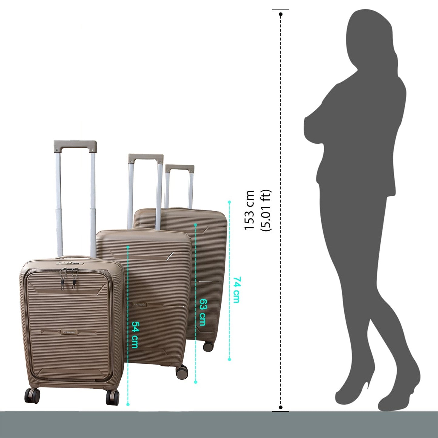 Hard-Shell Trolley Luggage Bag (Set of 3-pice / Mix Color) Your Brand