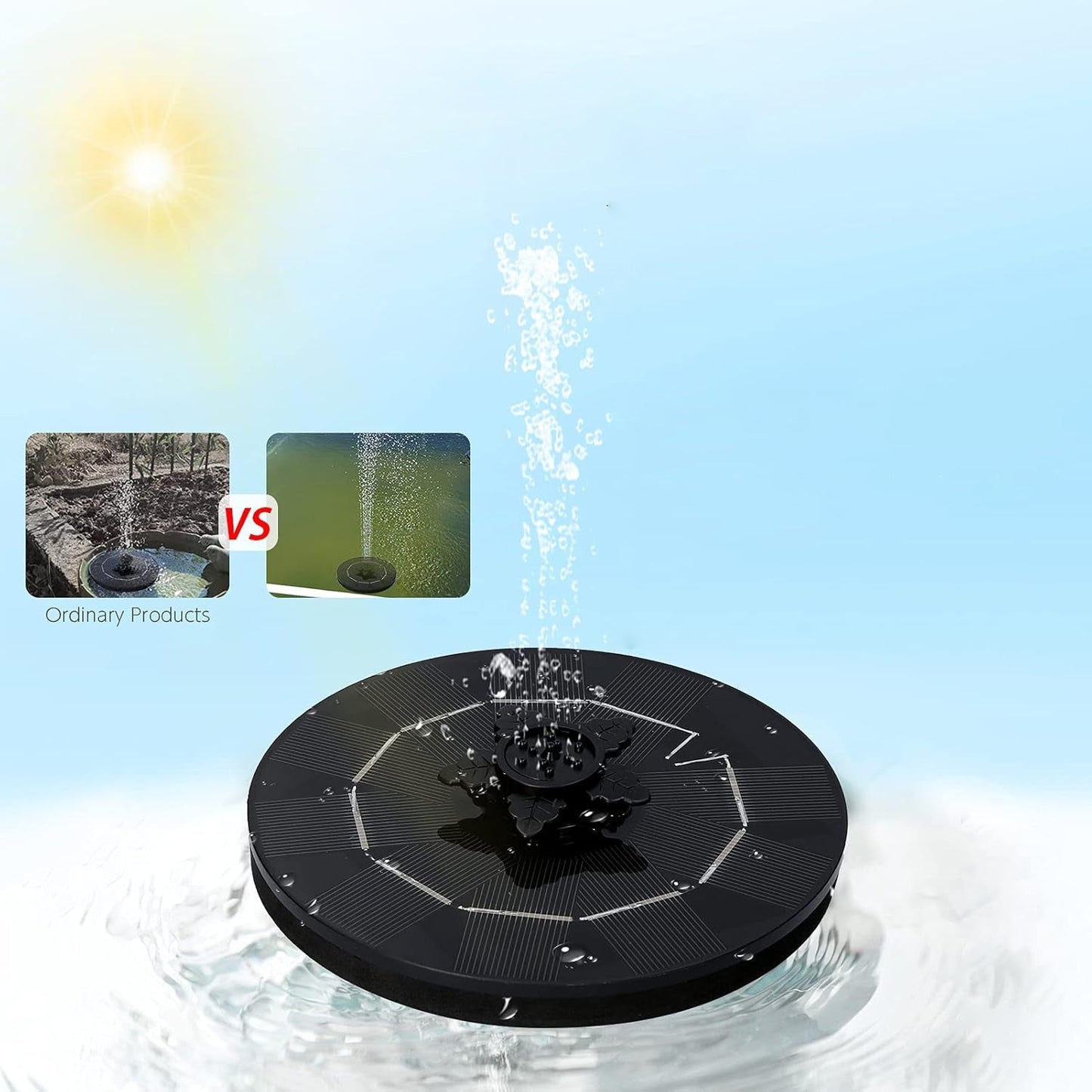 Fast Fountain by Pocket Hose - Solar-Powered - Instantly Adds a Water Feature Virtually Anywhere - 5 Spray Modes - No Installation or Batteries Required - Great for Bird Baths, Pools, Pond & More (1 Pc) Your Brand