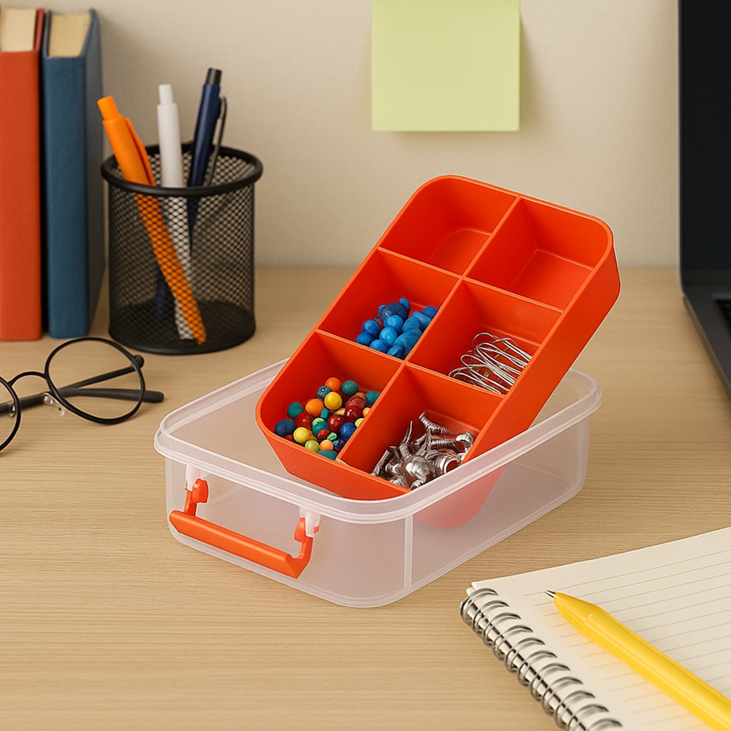 3-Layer Multi-Purpose Transparent Plastic Storage Carry Box with Handle Your Brand