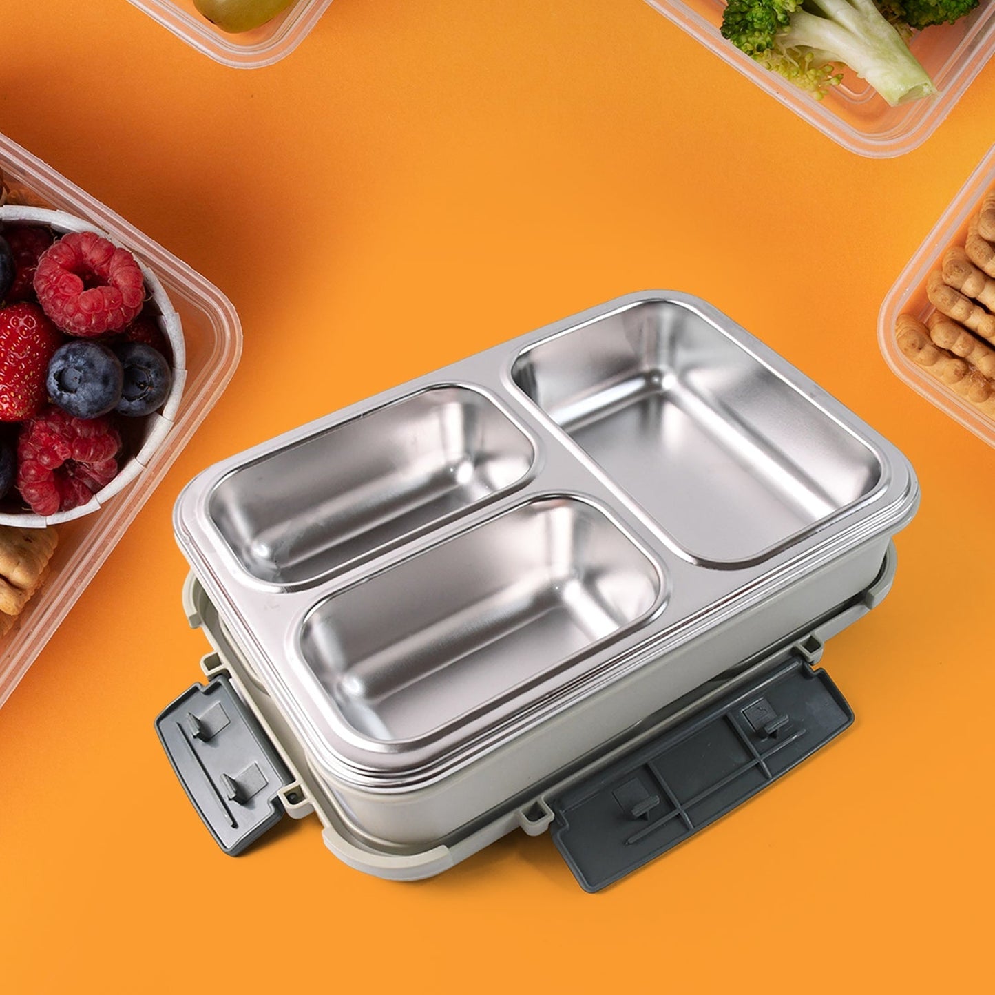 3-Compartment Stainless Steel Lunch Box (1 Pc) Your Brand