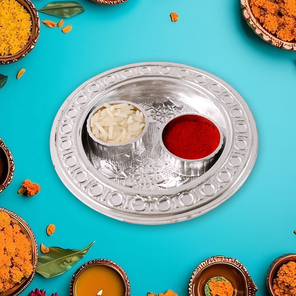 Round Shape Special Puja Thali, Kumkum Thali Holder (1 Pc / Small) Your Brand