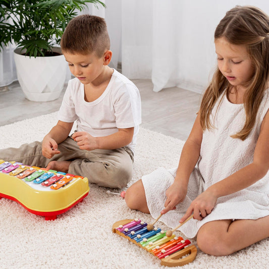 2 in 1 Baby Piano Xylophone Toy for Toddlers, 5 Multicolored Key Keyboard Xylophone Piano, Preschool Educational Musical Learning Instruments Toy for Baby Kids Girls Boys 3+ Years (1 Pc) Your Brand