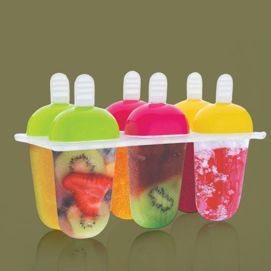 6 Pcs Multicolor Polypropylene Ice Mold, Kulfi Maker / Stick / Cream / Candy Color Assorted Your Brand