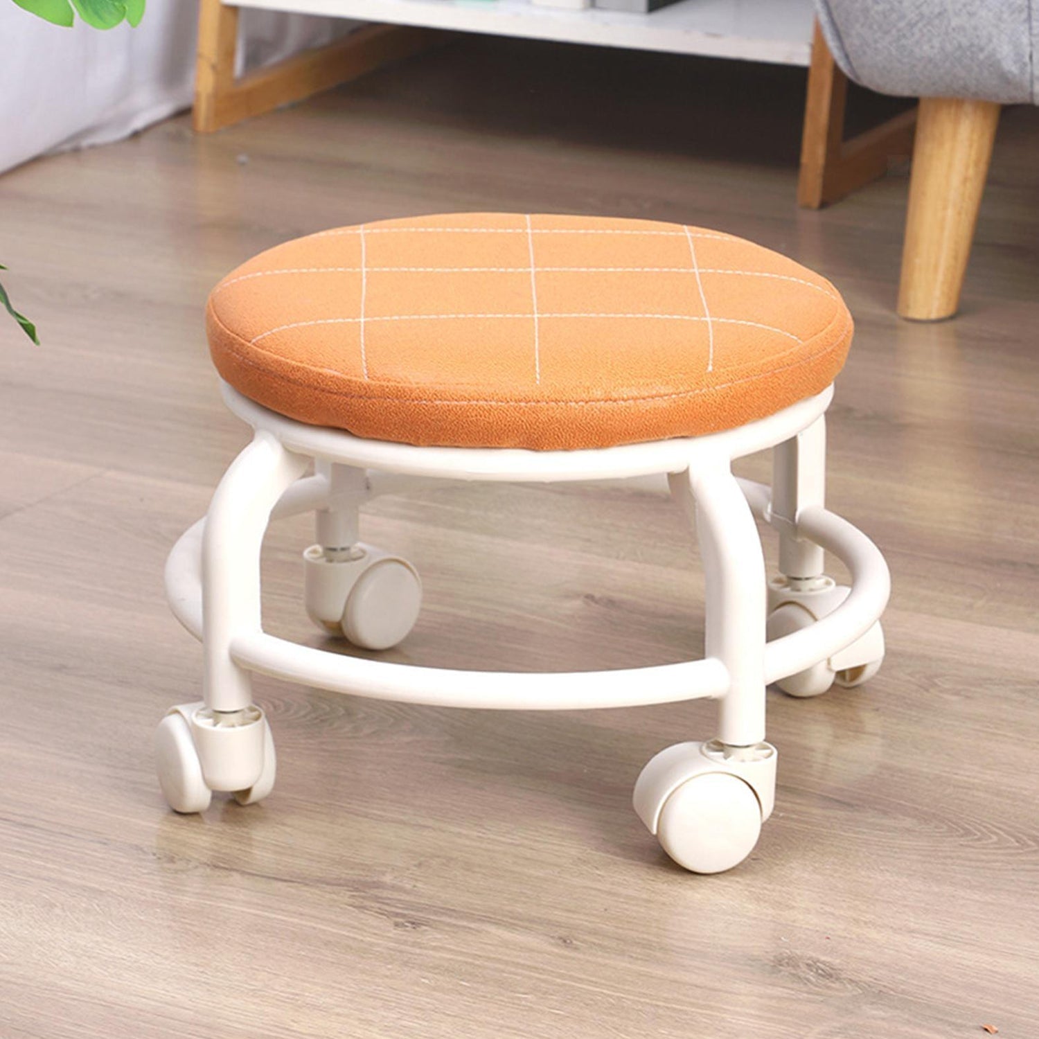 Roller Seat Stool Low Height Rolling  Plastic  Stool Multifunctional Small Household Movable Mini Stool Pulley Wheel Stool for Garage Home Library (1 Pc) Your Brand