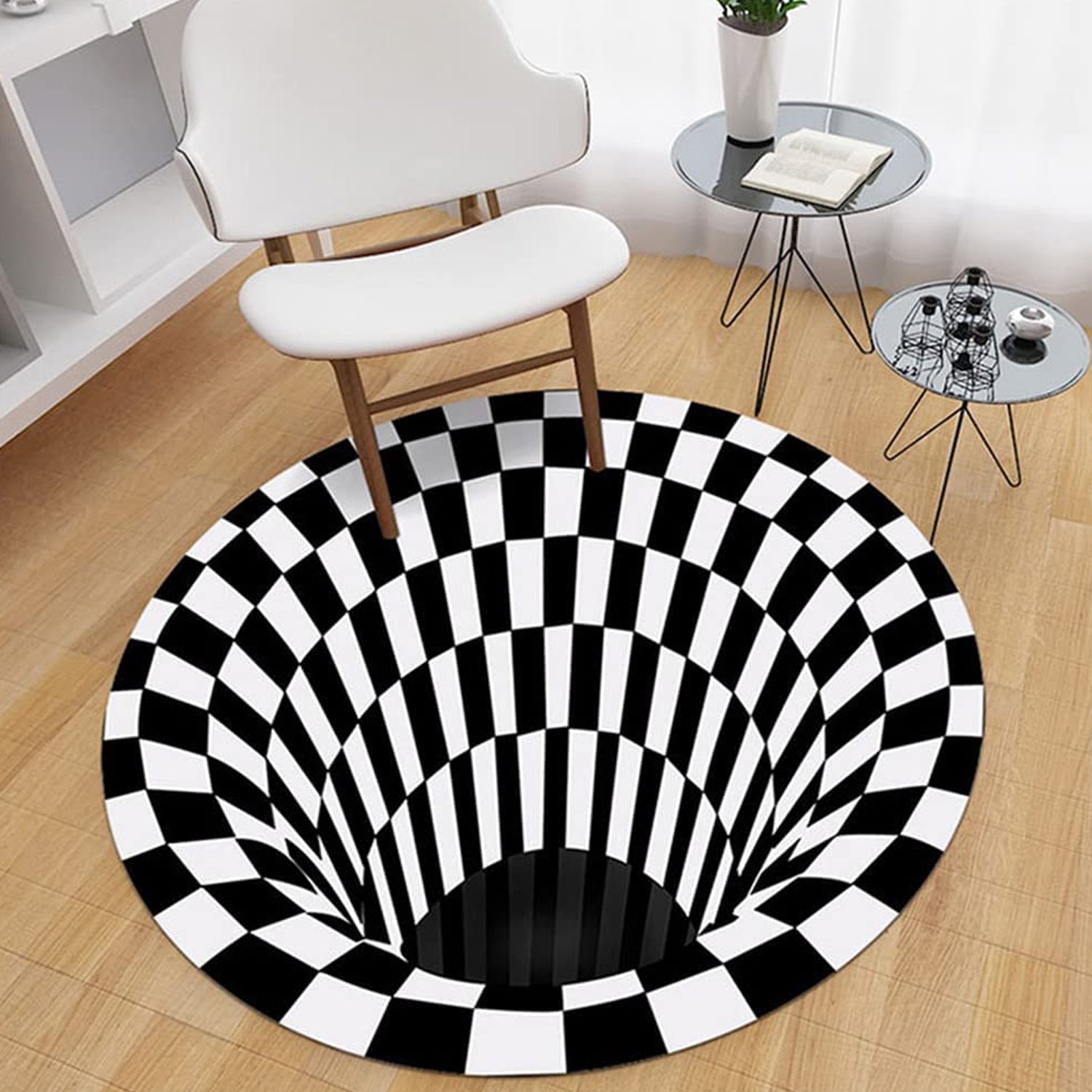 3D Space Round Carpet, Floor Mat Non-Woven Doormat (1 Pc / 78 Cm) Your Brand