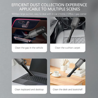 3 in 1 Mini Car Vacuum – Wireless, Rechargeable, Blower & Dust Cleaner for Car, Home & Keyboard Your Brand