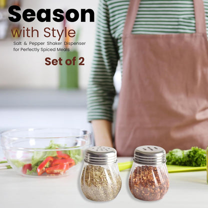 Apex Oregano & Chilli Flakes Dispenser Set – 2 Pcs Plastic Spice Shaker with Stainless Steel Lid Your Brand