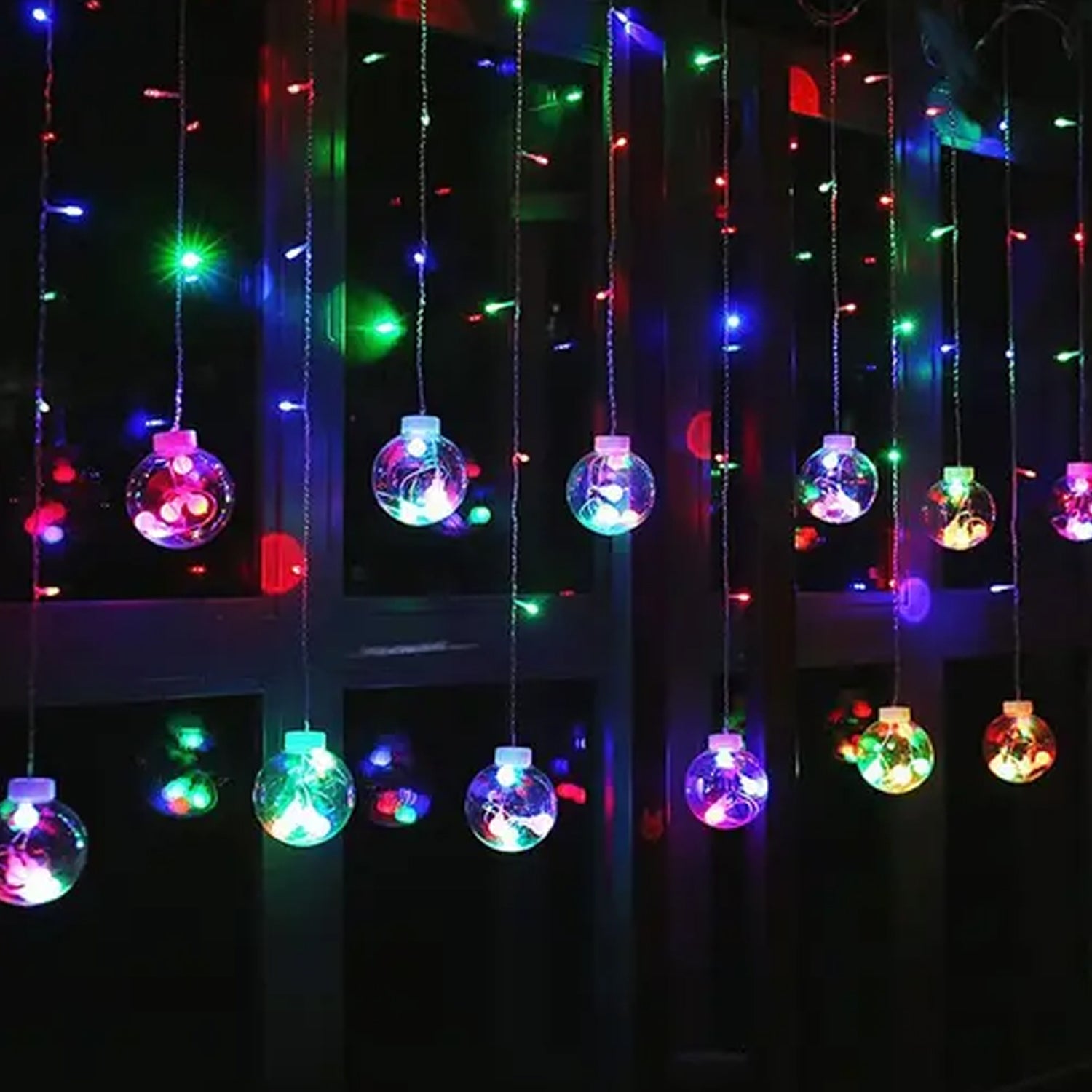 12  Wish Balls Window Curtain String Lights with 8 Flashing Modes Decoration for Home Decoration, Diwali & Wedding LED Christmas Light Indoor and Outdoor Light ,Festival Decoration (Plastic, Multi Color) Your Brand