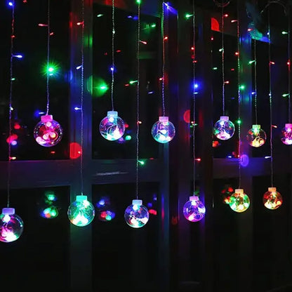 12  Wish Balls Window Curtain String Lights with 8 Flashing Modes Decoration for Home Decoration, Diwali & Wedding LED Christmas Light Indoor and Outdoor Light ,Festival Decoration (Plastic, Multi Color) Your Brand