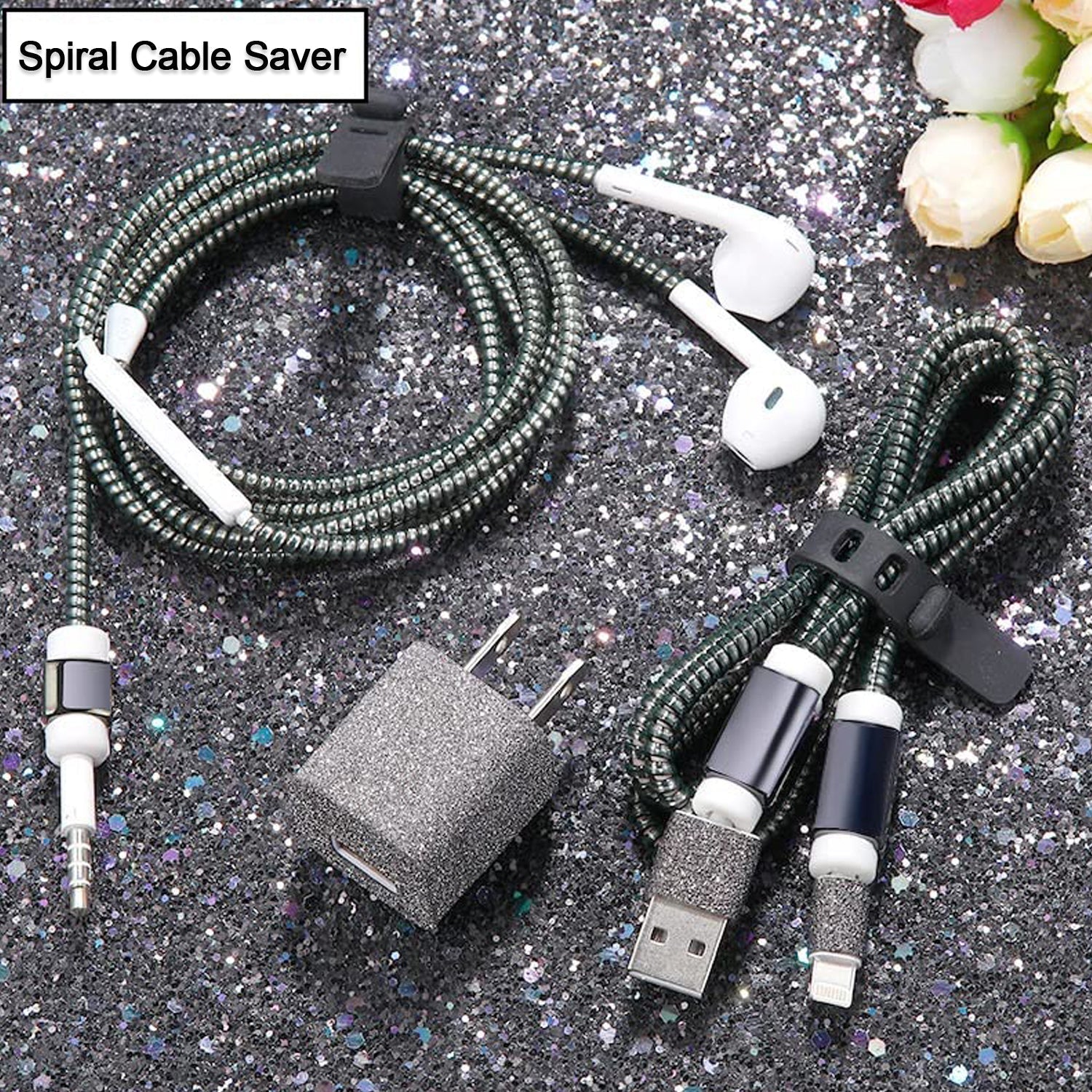Metallic Cable Protector for Cords & Headphones (Spiral Wrap) Your Brand