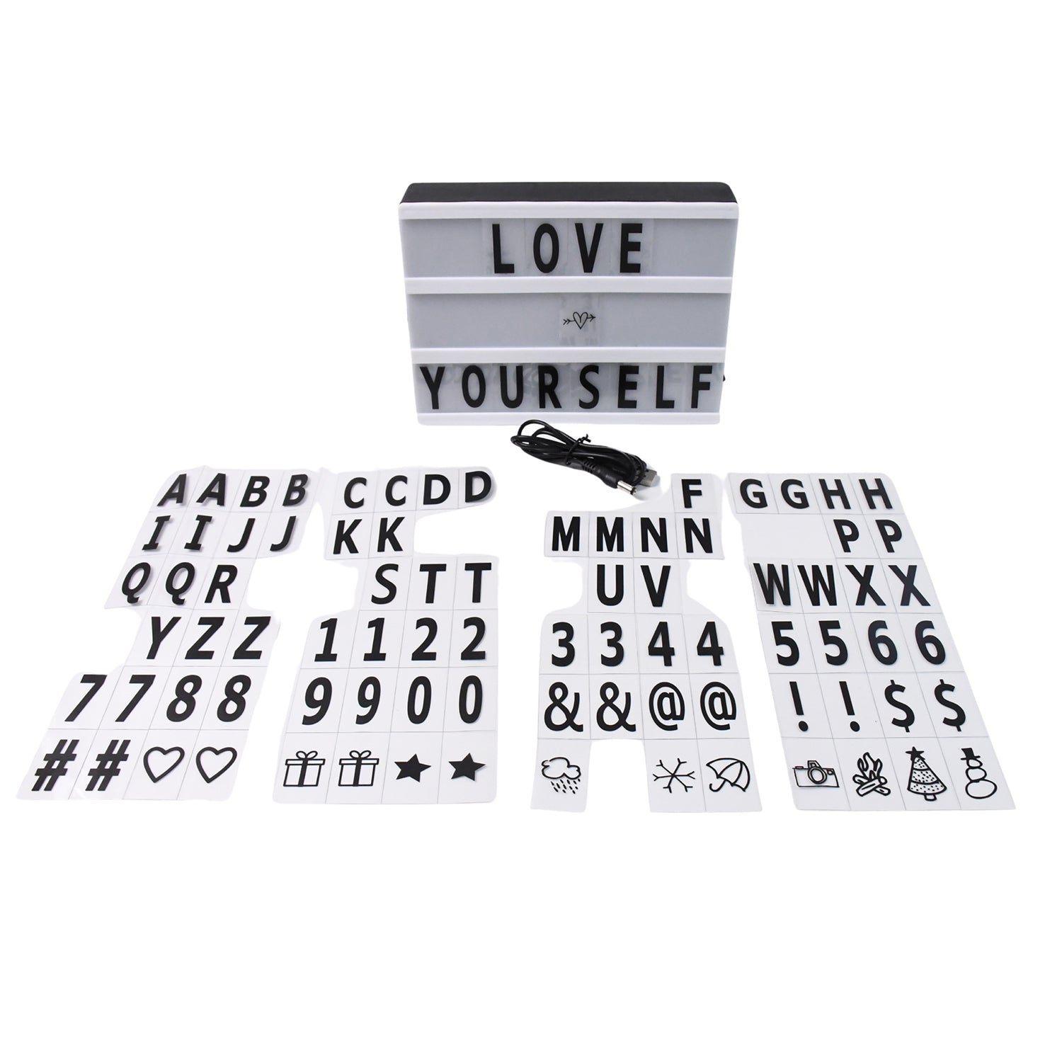 Black Mini A6 Magnetic Cinematic Light Box with 82 Characters and 10 Emojis  (1 Set) Your Brand