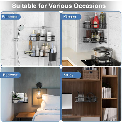 Iron Coating Self-Adhesive Corner Shelf Organizer (2 Pc) Your Brand