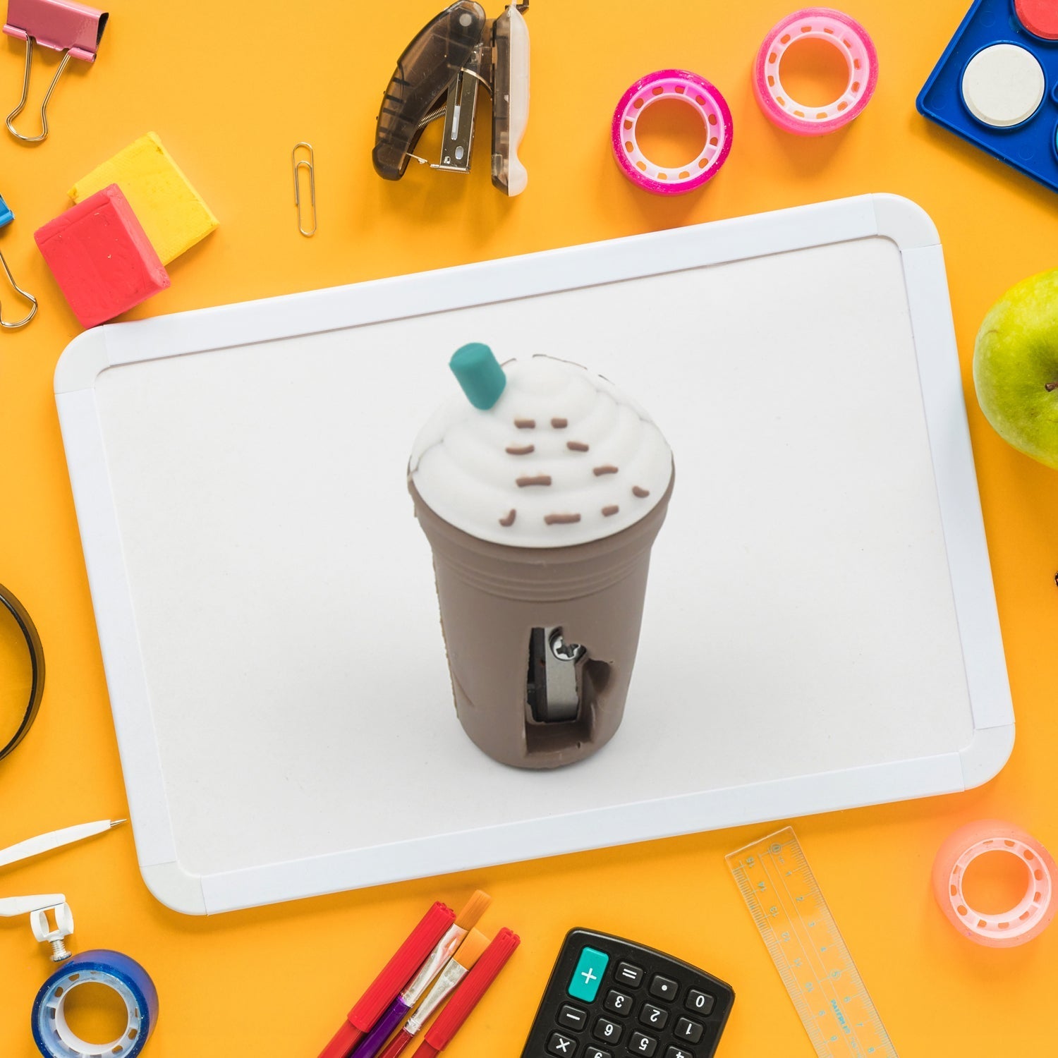2In1 3D Cute Coffee Or Ice cream Shape sharpner Like Rotary Manual Pencil Sharpener for Kids  Ice Cream Style Office School Supplies, Back to School Gift for Students,Kids Educational Stationary kit, B'Day Return Gift (1 Pc) Your Brand