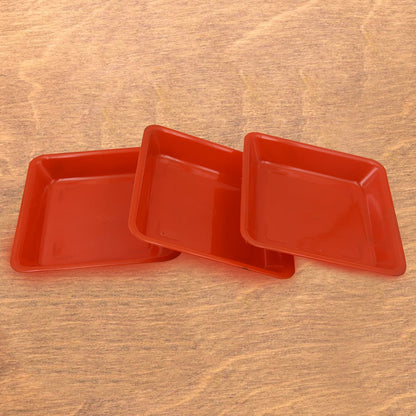 Square Plastic Halwa Dinner Plate Snacks / Breakfast, Restaurant Serving Trays Home School Coffee Hotel Kitchen Office (3 Pcs Set) Your Brand