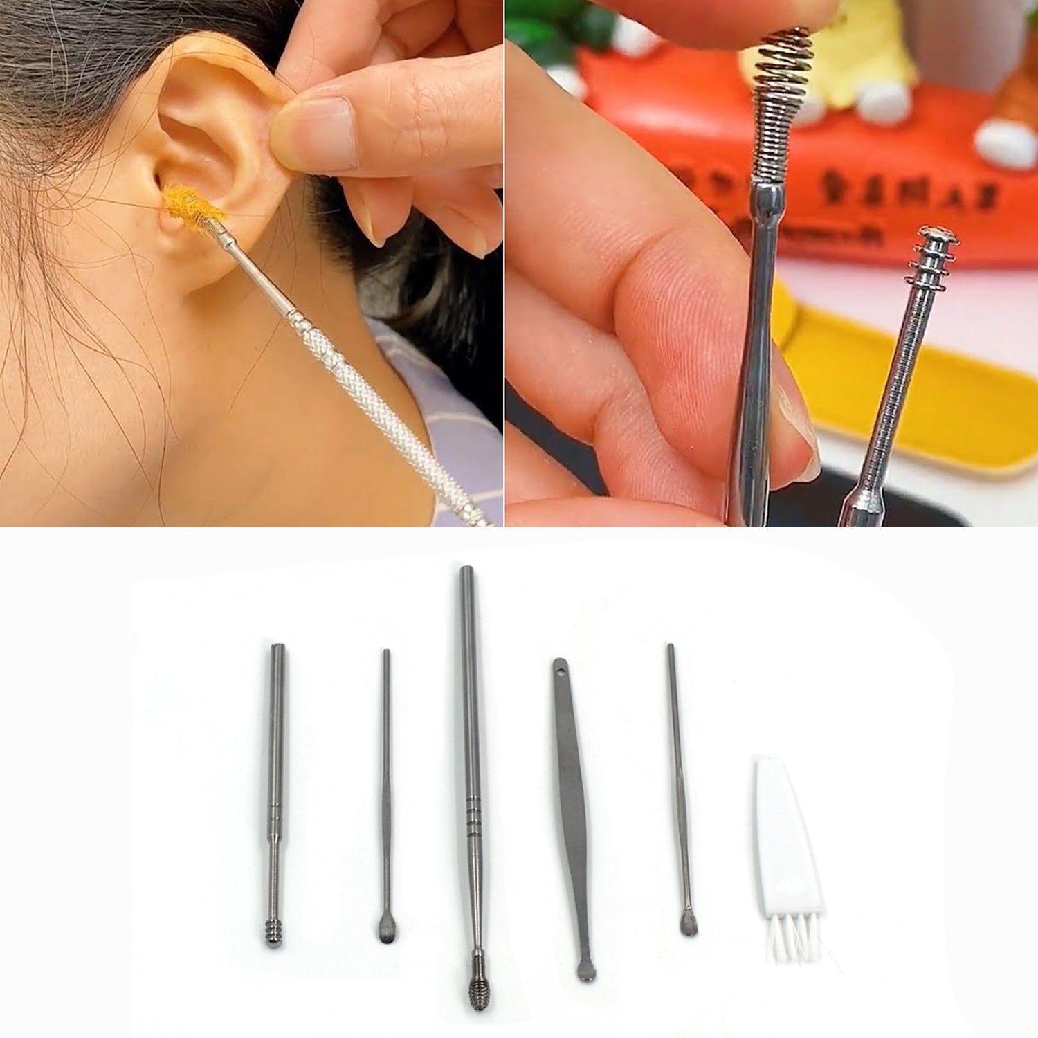 6Pcs Earwax Removal Kit | Ear Cleansing Tool Set | Ear Curette Ear Wax Remover Tool Your Brand