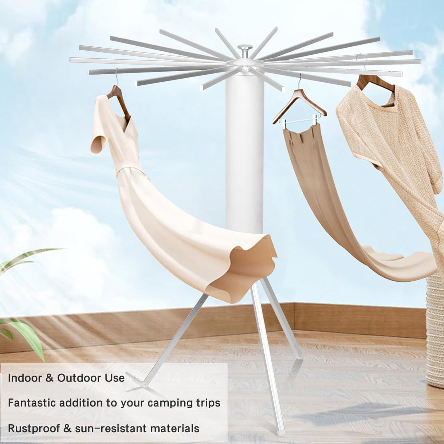 Foldable Rotary Clothes Drying Rack Stand (1 Pc) Your Brand