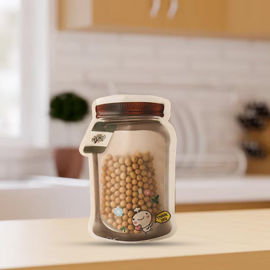 Plastic Transparent Small Jar Shaped Pouch With Zipper (1 Pc) Your Brand