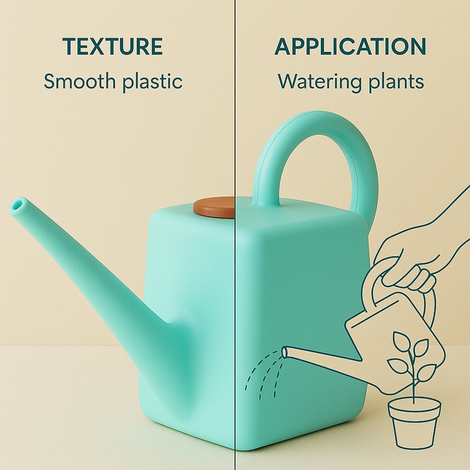 2 Litre Heavy-Duty Plastic Gardening Watering Can with Long Spout & Ergonomic Handle Your Brand