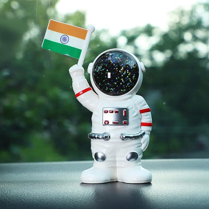 Solar Power Astronaut Ornament Moving Hand with Indian Flag (1 Pc) Your Brand