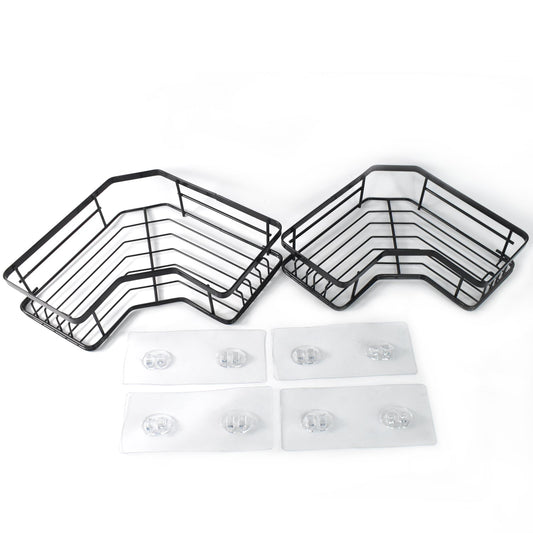 Iron Coating Self-Adhesive Corner Shelf Organizer (2 Pc) Your Brand