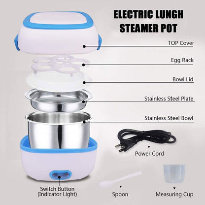 Electric Lunch Box Portable Food Warmer Food Heating Lunch Box Removable Food-Grade Stainless Steel Compartments, 220V 200W, for Car, Truck, office  Your Brand
