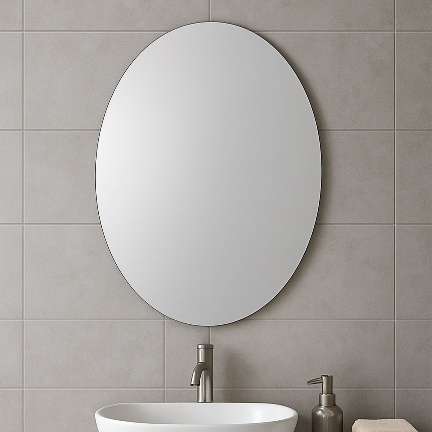 Elegant Oval Frameless Wall Mirror for Home & Office Decor (6 Pc) Your Brand