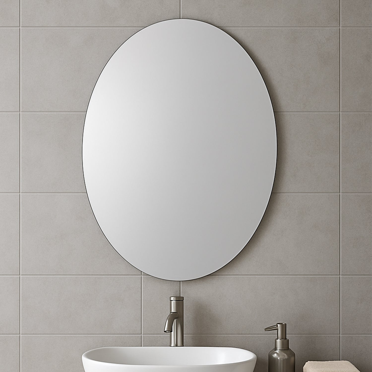 Elegant Oval Frameless Wall Mirror for Home & Office Decor (6 Pc) Your Brand