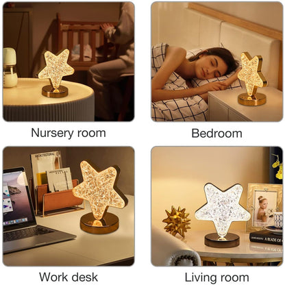 Star Crystal Diamond Touch Lamp – USB Rechargeable, 3-Way Dimmable Your Brand